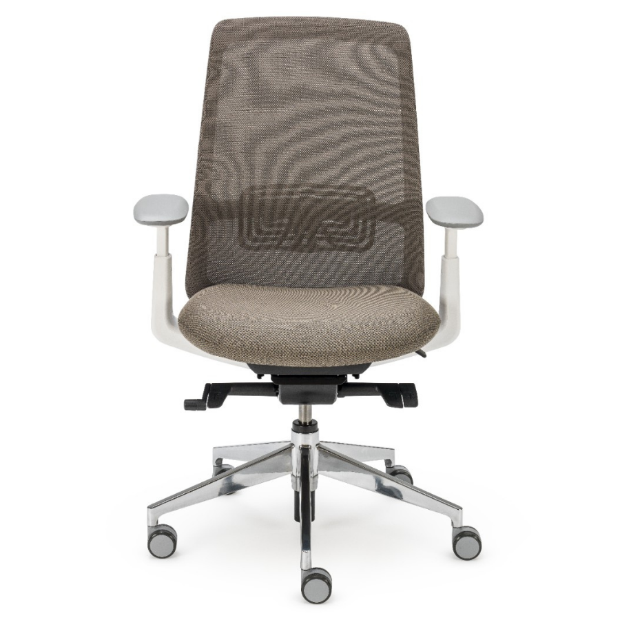 HAWORT Soji Bürodrehstuhl braun mit Netzrücken - Vorderansicht