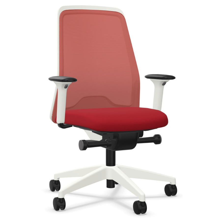 Interstuhl EVERYis1 EV261 weiß mit FLEXTECH Netzrücken rot Polster rot