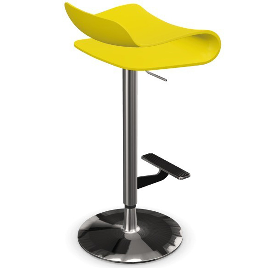 Kristalia BCN Barhocker gelbgrün höhenverstellbar Gestell verchromt