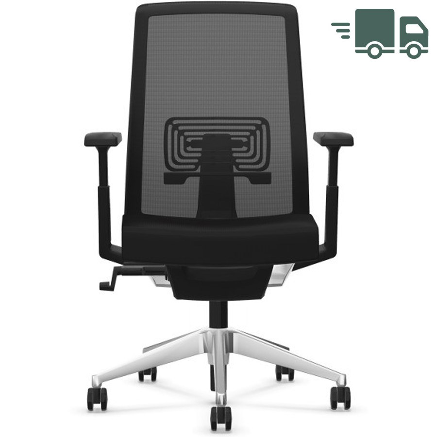 HAWORTH Very (Comfort 62) schwarz mit Netzrücken und Gestell Alu glanz poliert - schnell geliefert