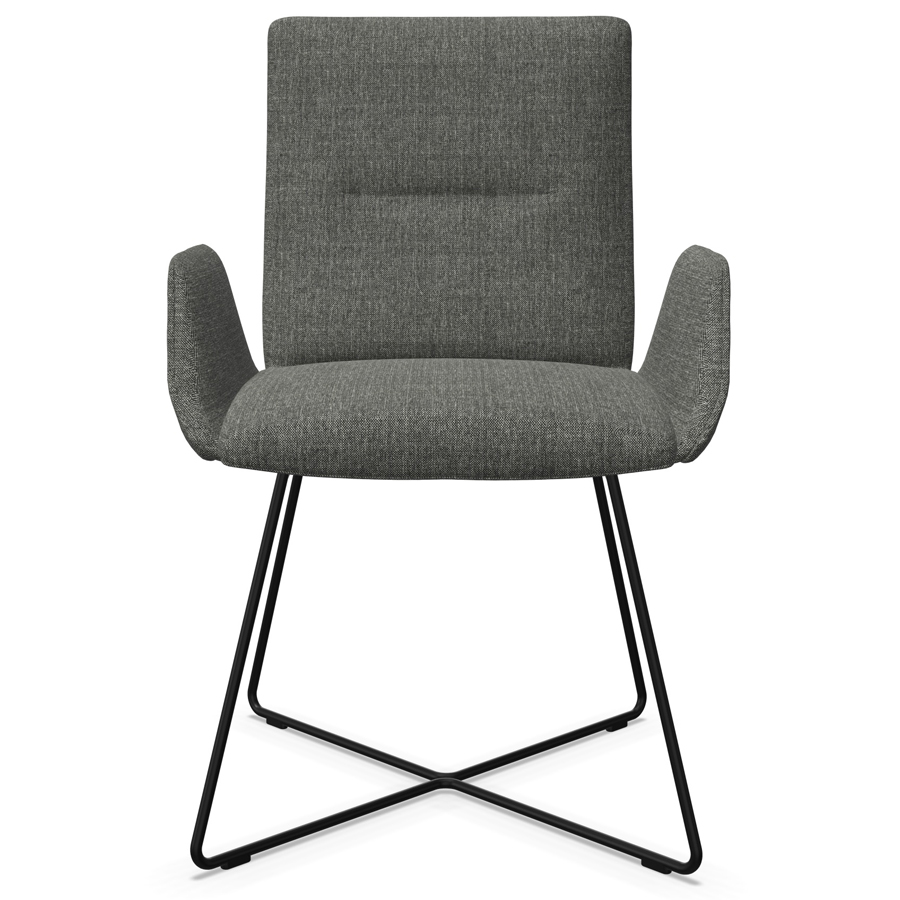 W. Schillig Stuhl mit Armlehnen u. Drahtrohrgestell - Frontansicht