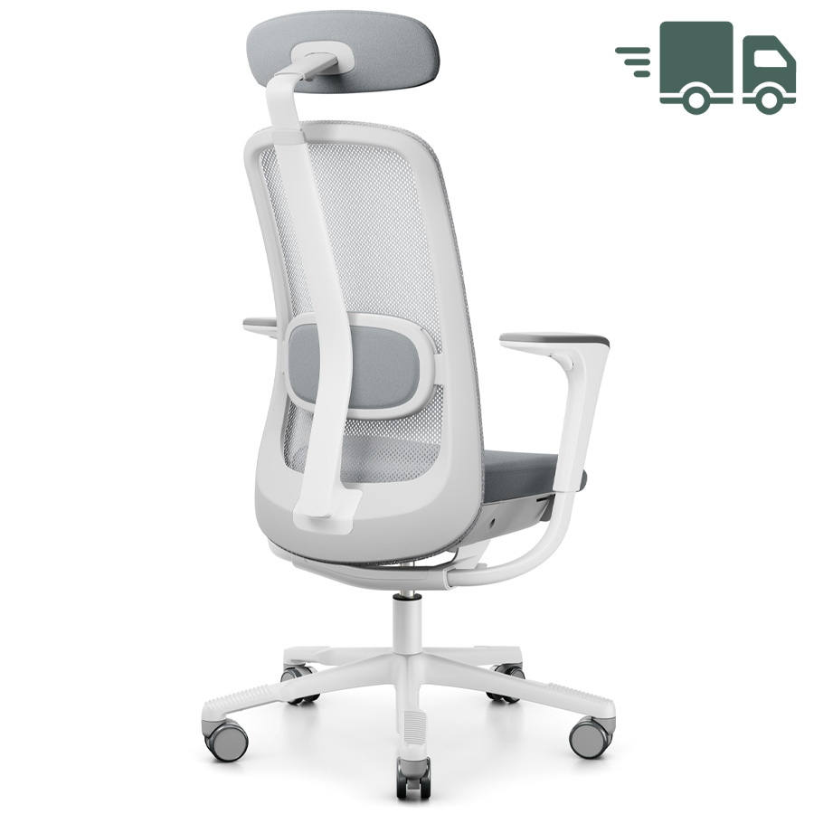 HAG SoFi Mesh 7500 Bürostuhl grau mit Nackenstütze - Stoff Xtreme hellgrau - Slideback Armlehnen