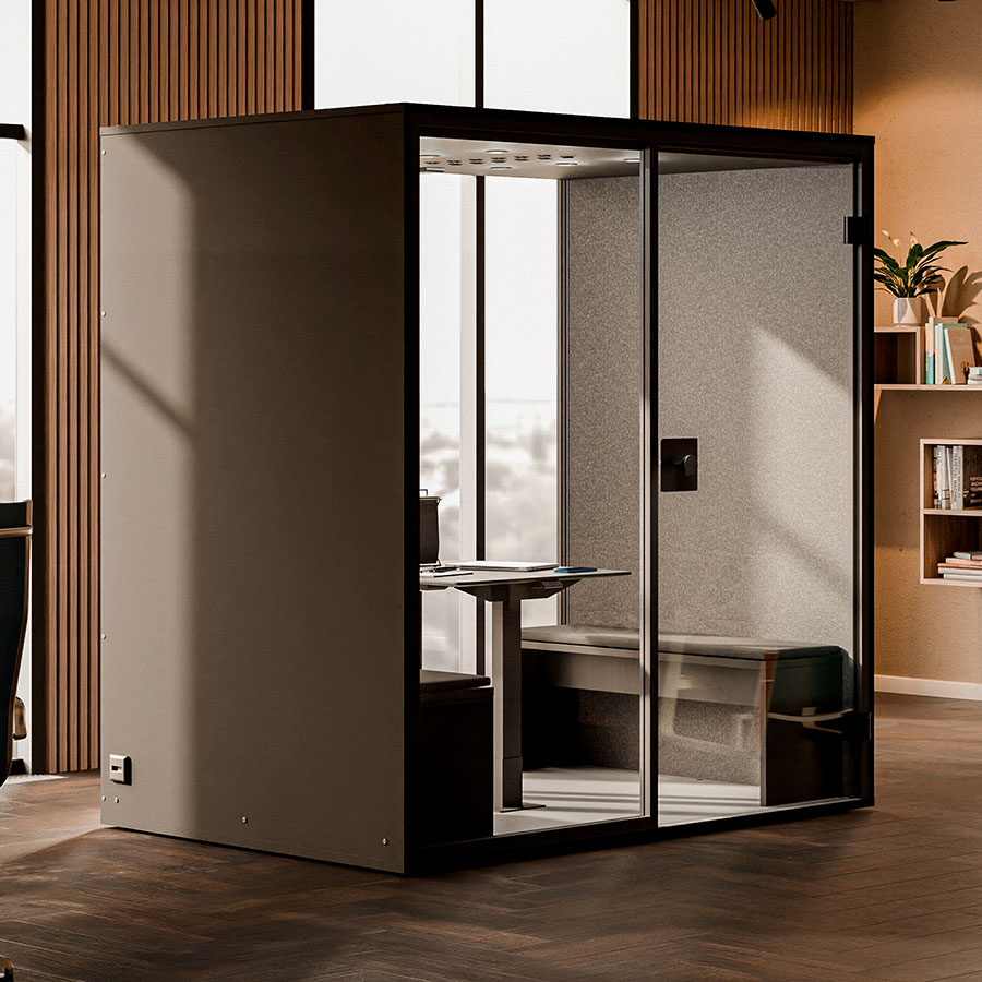 Berlin Acoustics Meet Akustikbox in Schwarz mit Glasrückwand