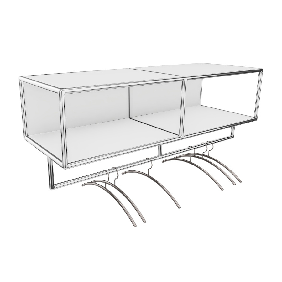 Bosse Garderobe Chrom Breite 120 cm in Melamin Weiß