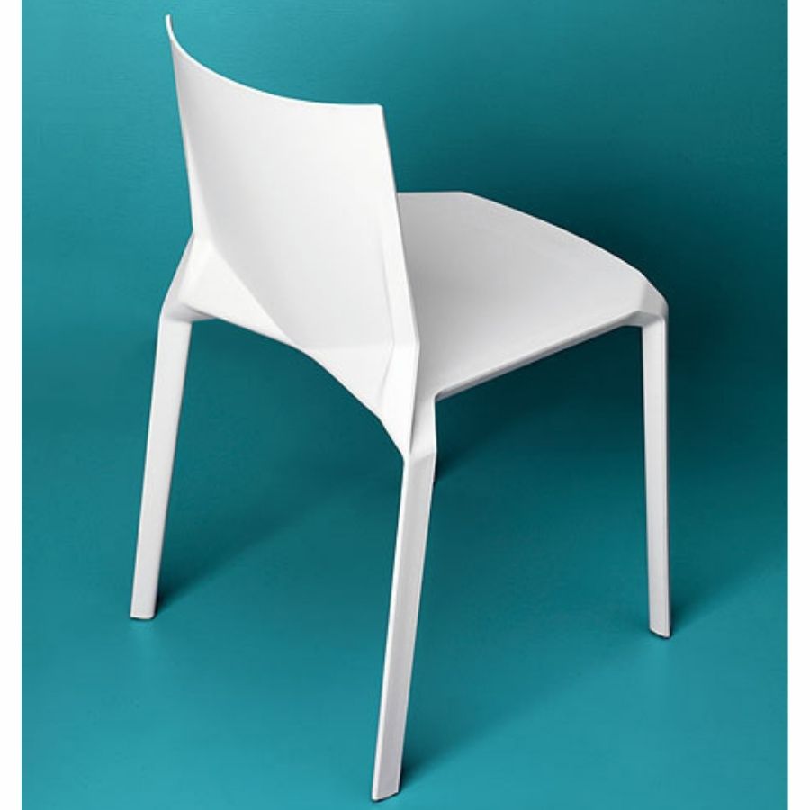 Kristalia PLANA Stuhl mit Vierfußgestell weiß - Rückansicht