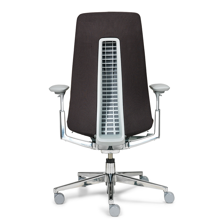 HAWORTH Fern Leder 1148 - Kunststoffteile Fog - Gestell Alu poliert -rückseite