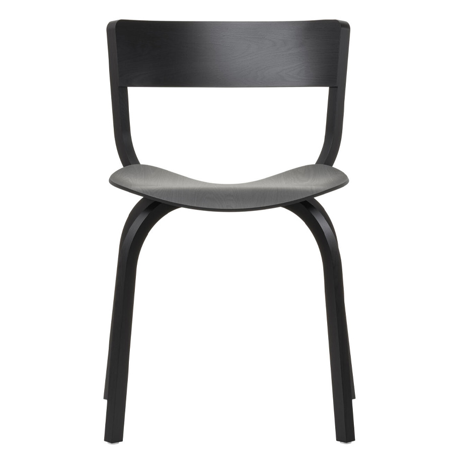 THONET 404 Holzstuhl ohne Armlehnen - Eiche schwarz gebeizt - Frontansicht