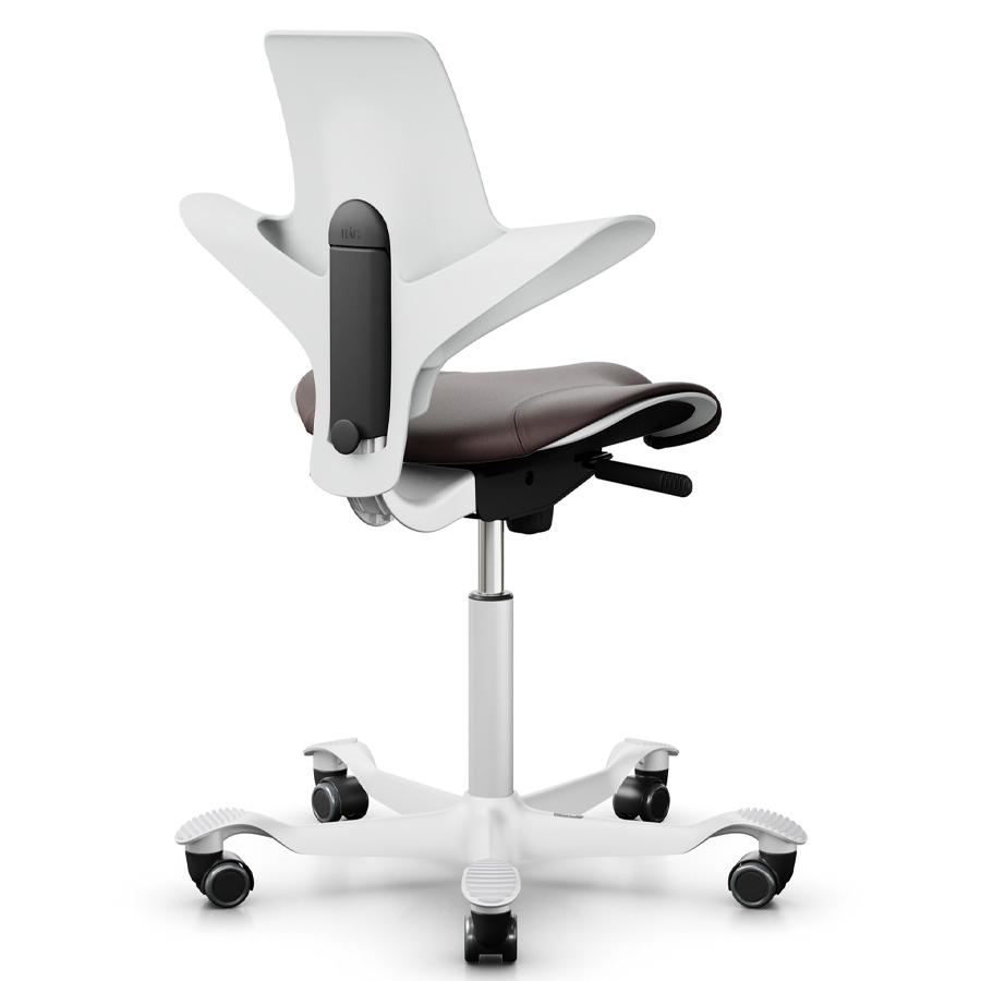 HAG CAPISCO PULS 8020 Sitzfläche Leder dunkelbraun - Sitzschale u. Gestell weiß