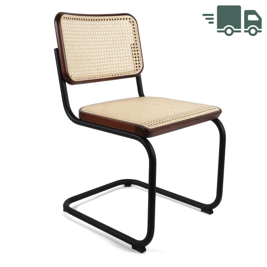 THONET Stahlrohr-Freischwinger S 32 V Buche gebeizt mahagoni - Gestell schwarz