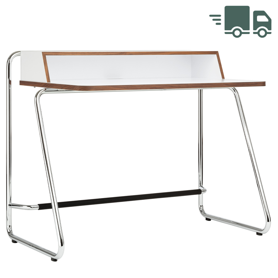 THONET Stahlrohr Schreibtisch S 1200 cool white - Kante Eiche geölt - Gestell verchromt