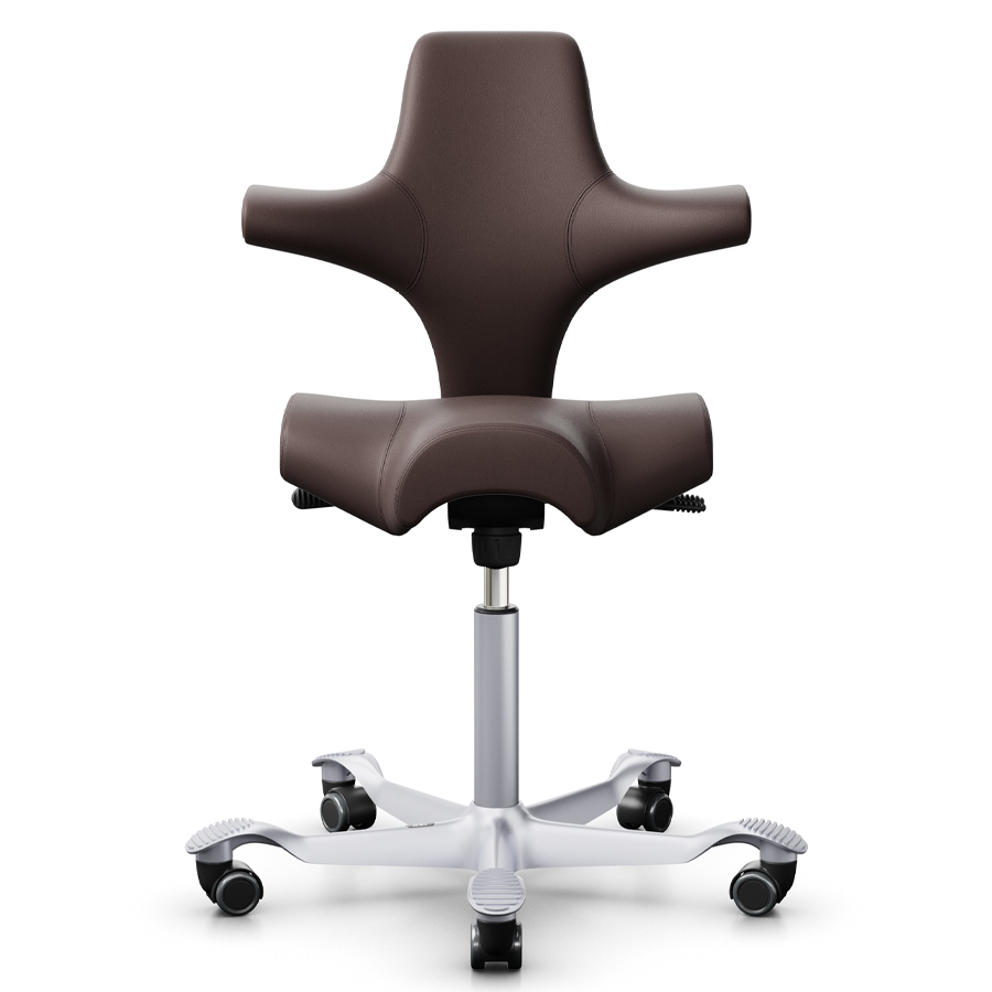 HAG CAPISCO 8106 Lederbezug braun Sattelsitz Gestell silber - Front