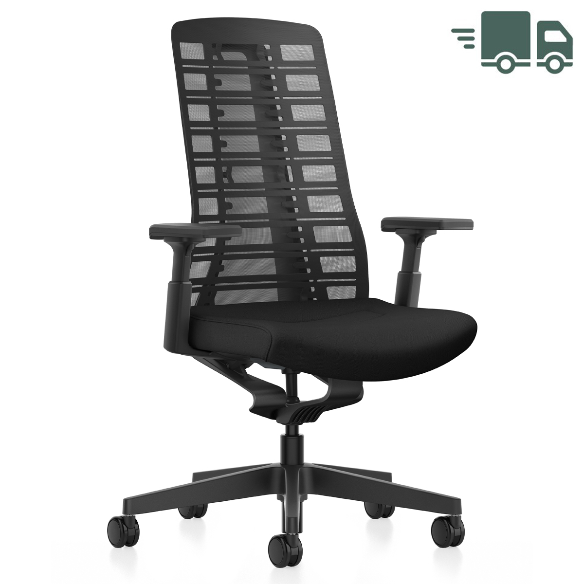 Interstuhl PUREis3 PU213 Bürostuhl | Netzrücken | 4D-Armlehnen | Schwarz