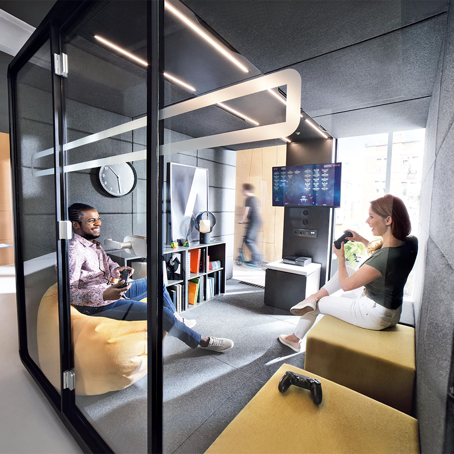 Hushoffice Hushmeet.L Akustikbox konfigurierbar in Wool Pewter