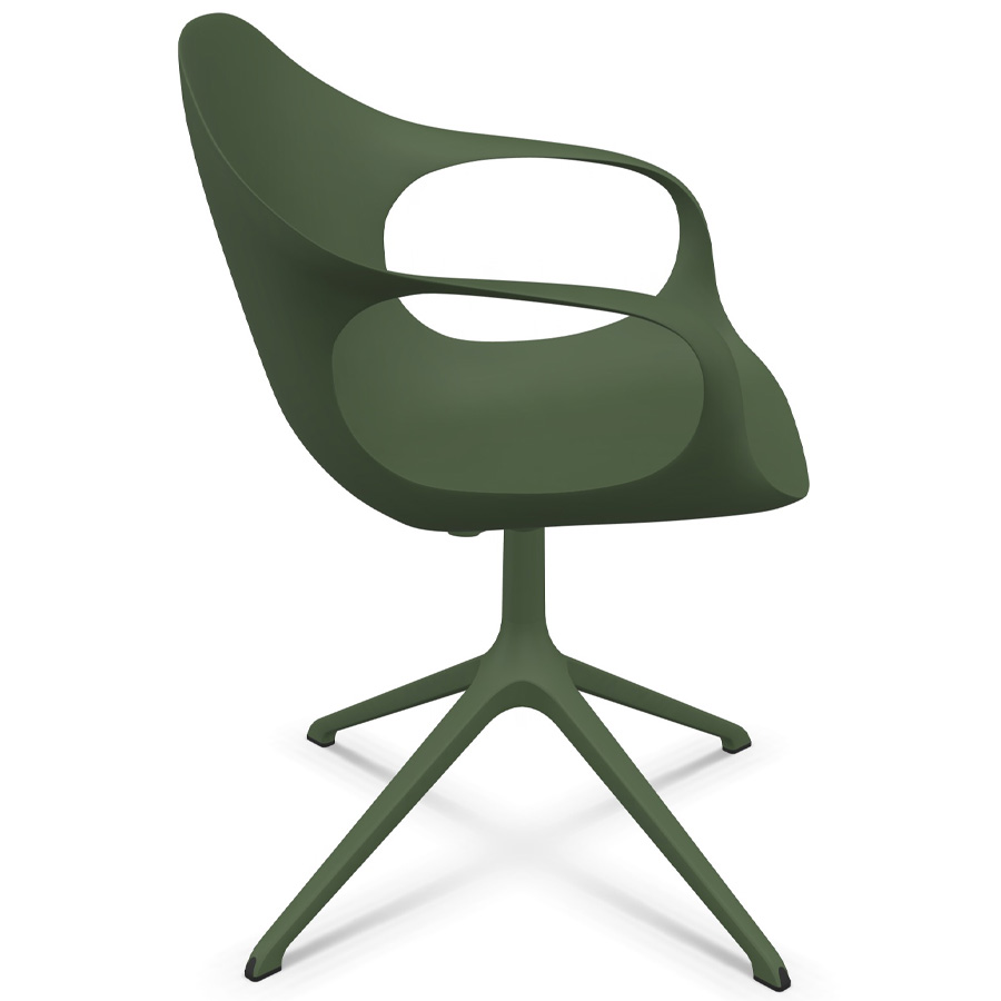 Kristalia ELEPHANT Drehstuhl Sitzschale olivgrün Gestell olivgrün - Seitenansicht