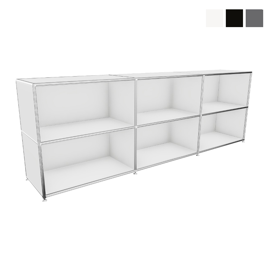 Bosse Regal Chrom 2 OH Breite 240 cm in Melamin Weiß