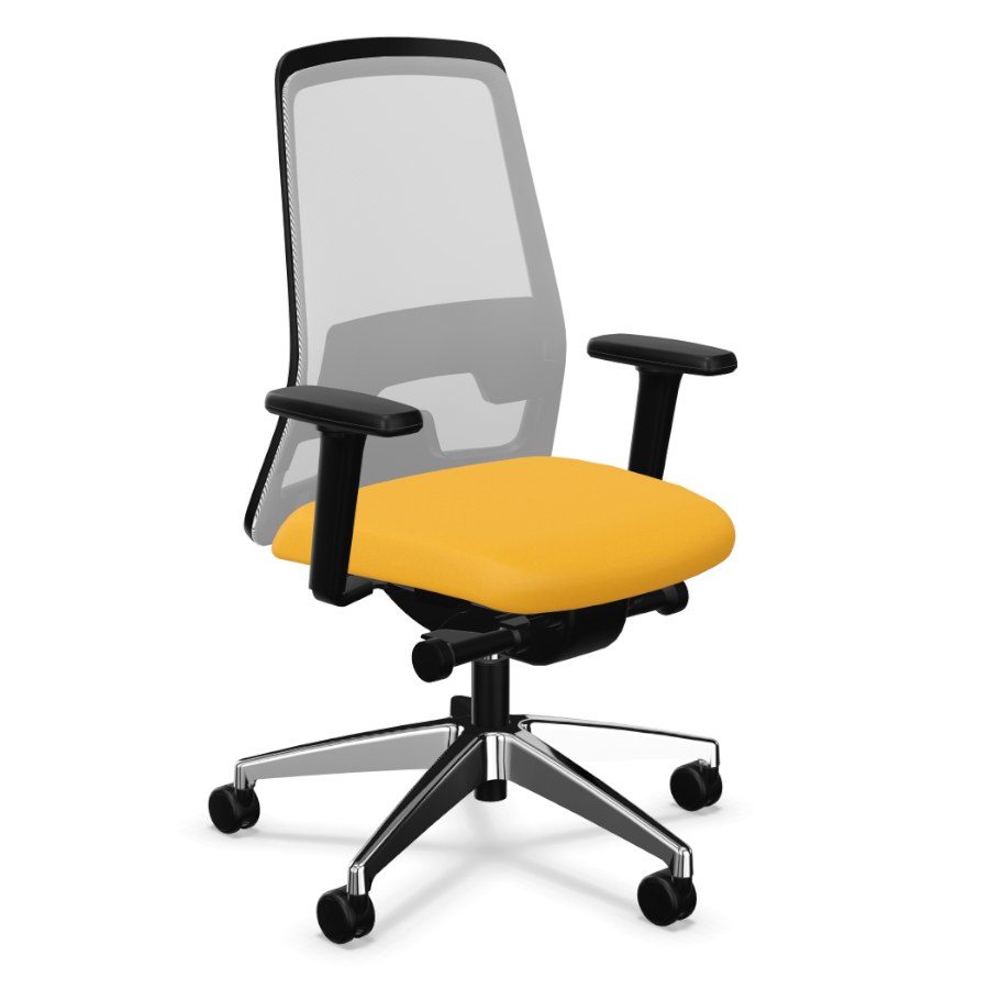 Interstuhl Every (EV21C) Bürostuhl Netzrücken Comfort Netz weiss Bezug gelb