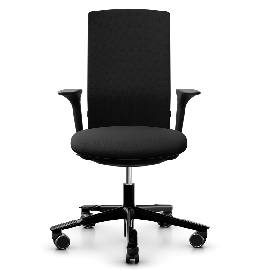 HAG Futu 1200S mit Armlehnen - Schwarz - Fußkreuz Alu schwarz