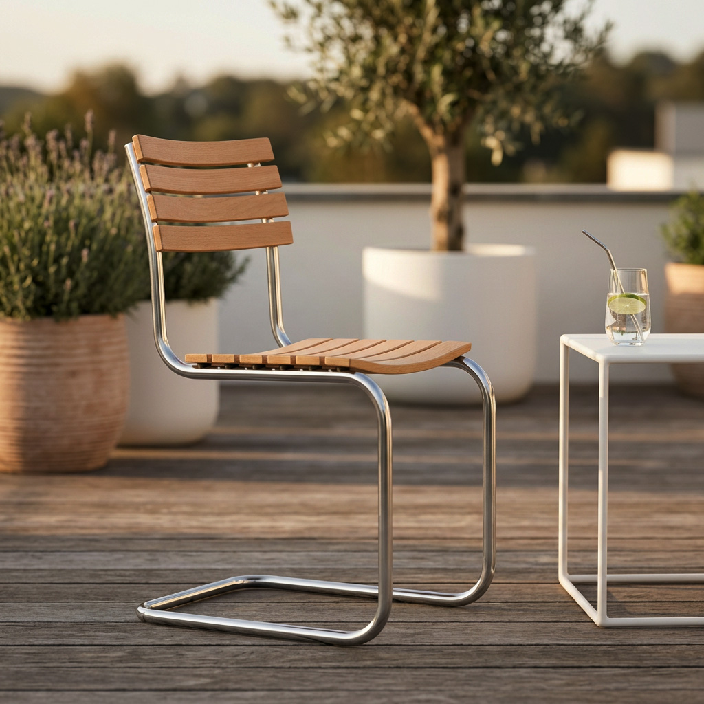 THONET S 40 Gartenstuhl Stahlrohr-Freischwinger | Gestell verchromt