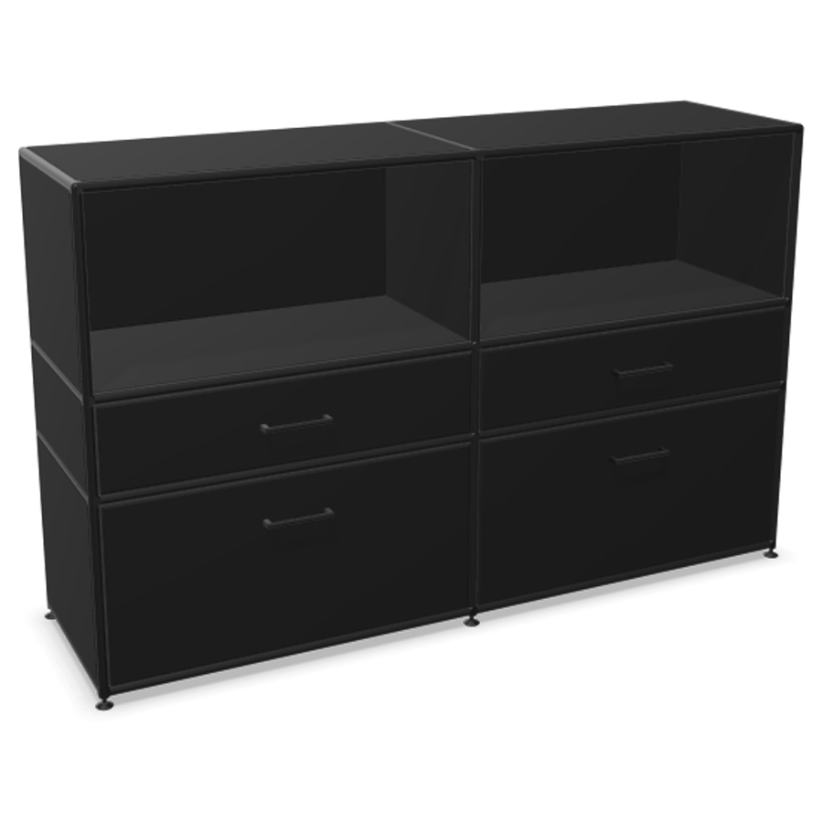 Bosse Modul Space Highboard - unten 4 Schubladen - oben 2 offene Regalfächer - schwarz