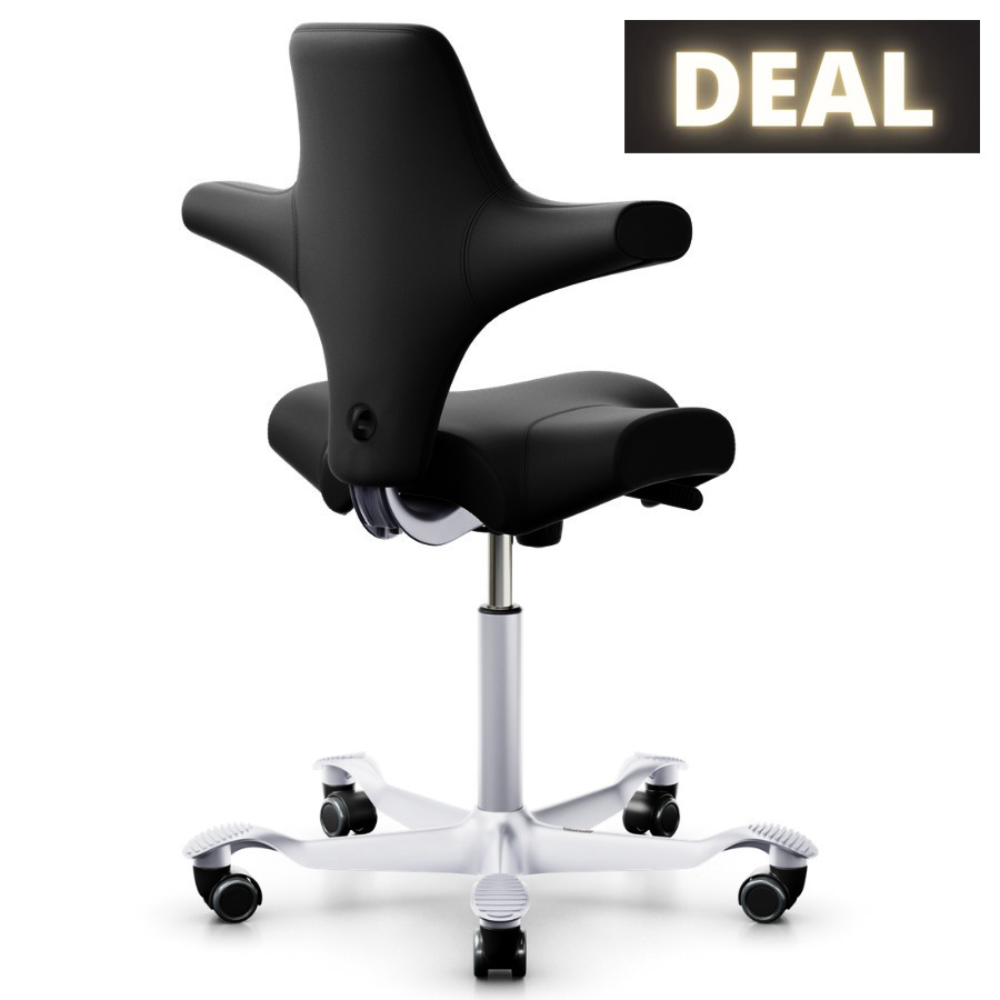 HAG Capisco  8106 Leder schwarz mit Gestell silbergrau