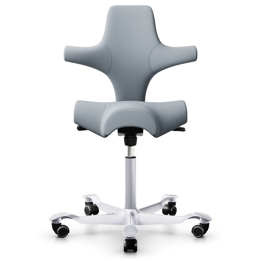 HAG Capisco 8106 Stoff Select grau - Gestell silber - Frontansicht