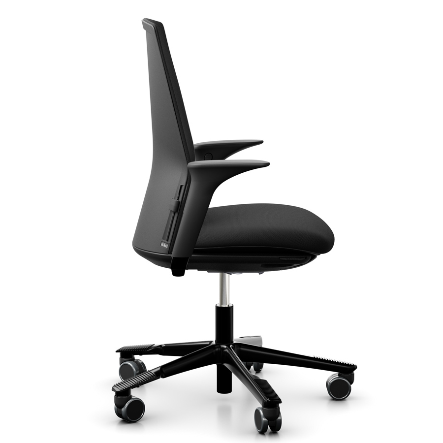 HAG Futu 1200S mit Armlehnen - Schwarz - Fußkreuz Alu schwarz