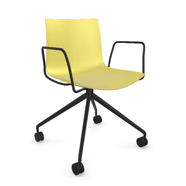 Arper Catifa 46 0369 einfarbig gelb mit Drehgestell schwarz