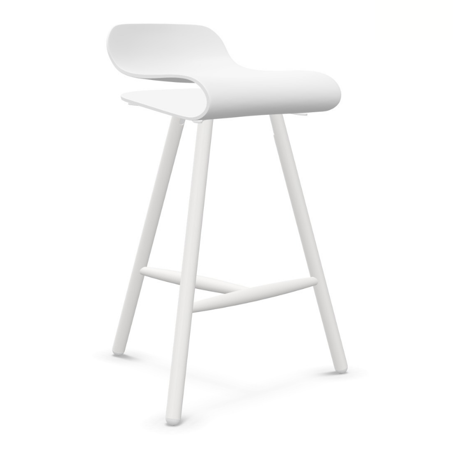 Kristalia BCN Barhocker mit Holzgestell weiß lackiert