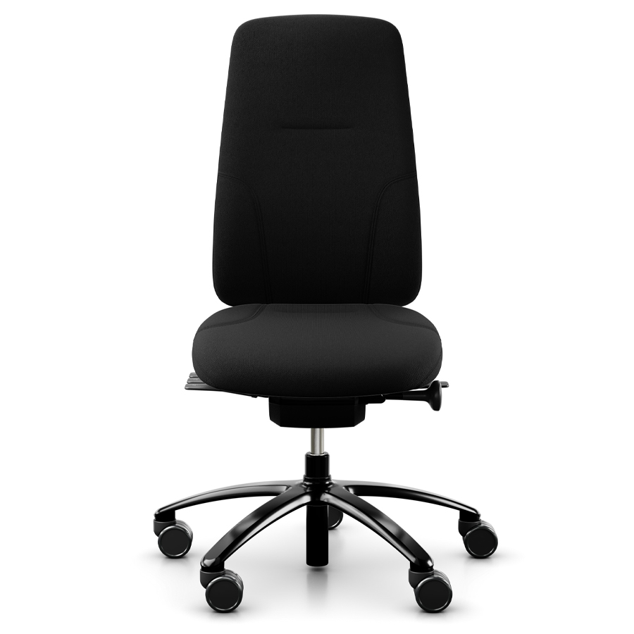 rh Logik 220 black | Bezug Cura schwarz | Fußkreuz Alu schwarz