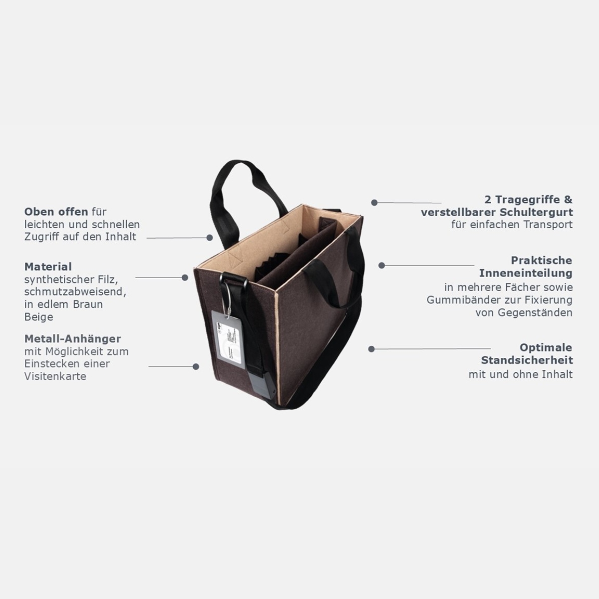 SIGEL Desk Sharing Bag Classic M | Büro Tasche für mobiles Arbeiten | Bicolor