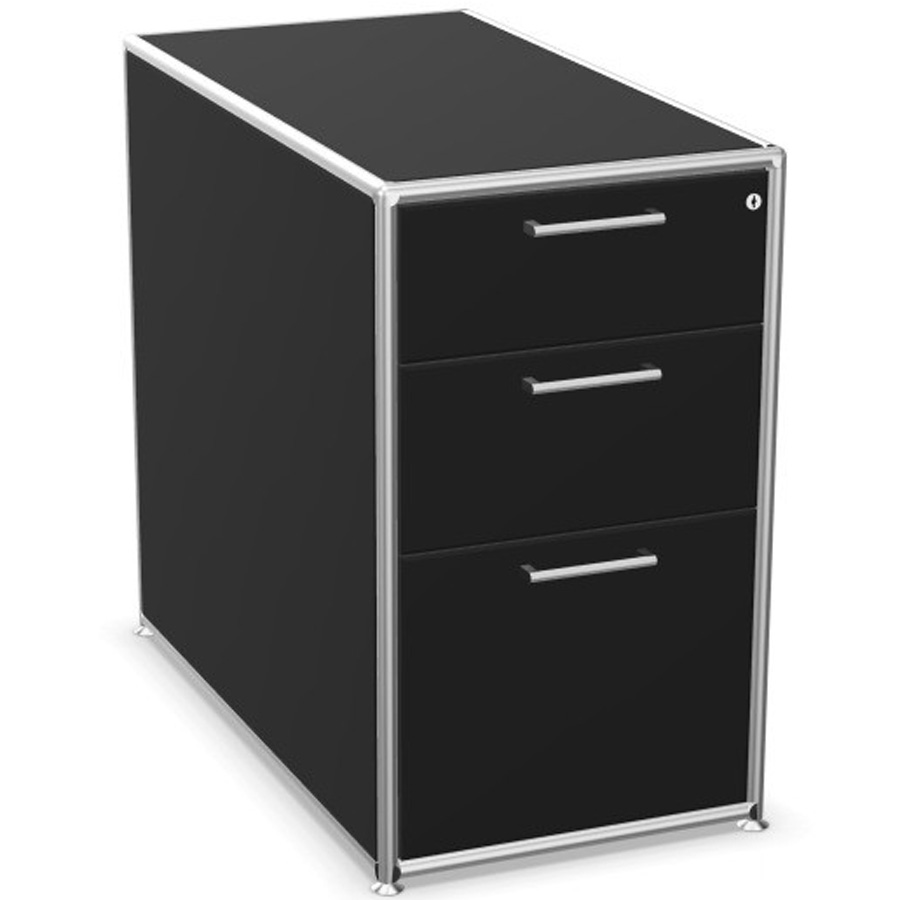 Bosse Modul Space Standcontainer auf Stellgleiter in Melamin vulkanschwarz mit Chrom