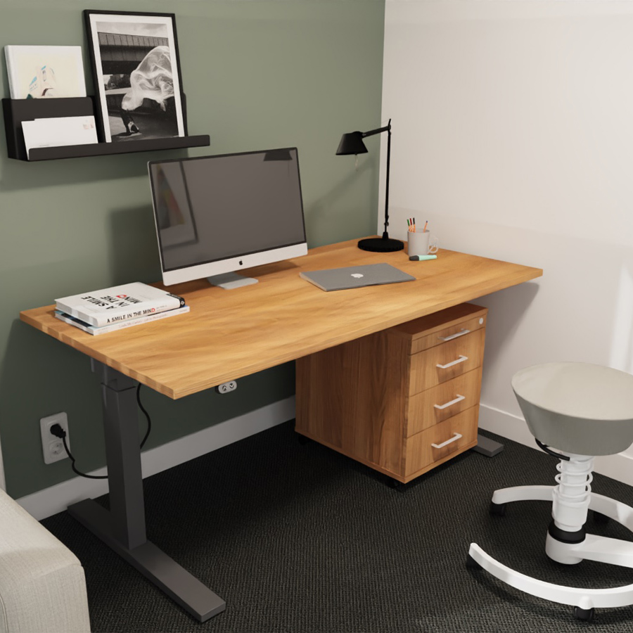 RWH Action Schreibtisch elektrisch verstellbar - Nussbaum - Container