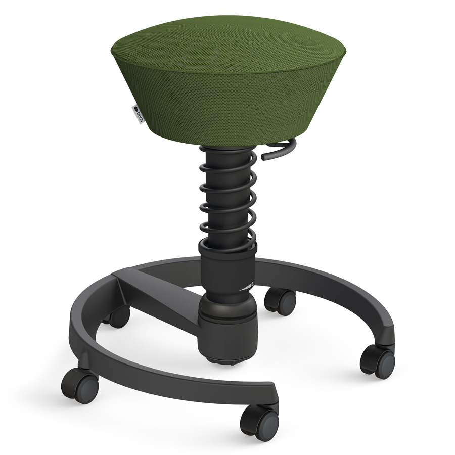 Aeris Swopper Air Mesh-Gewebe Runner grün mit Rollen - Gestell schwarz - Standardfeder