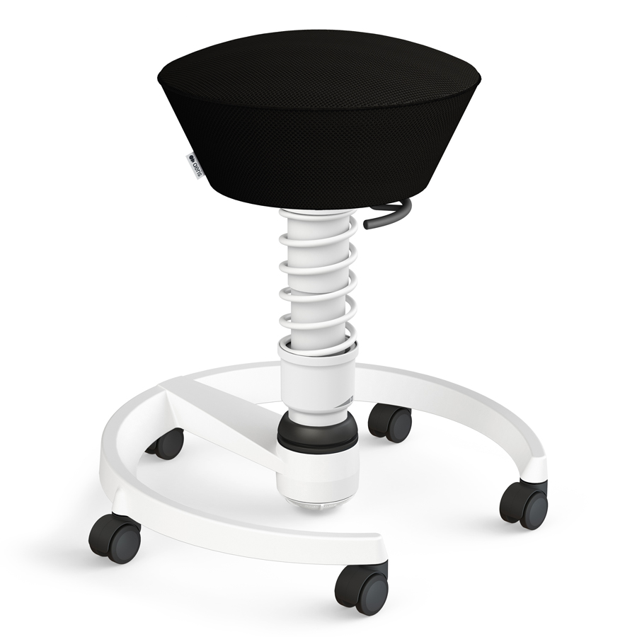 Aeris Swopper Air Mesh-Gewebe Runner schwarz mit Rollen - Gestell/Feder weiß