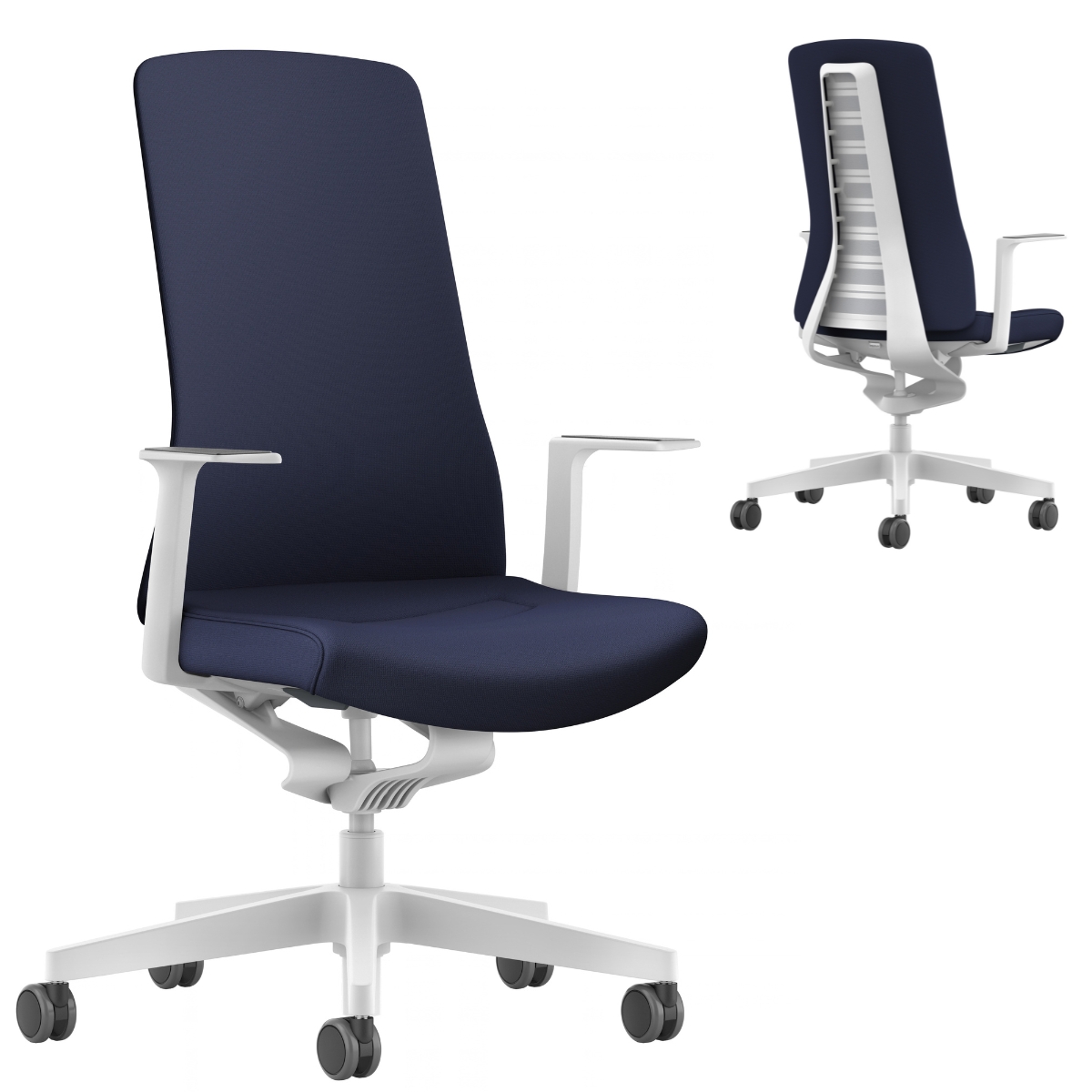 PU113 Bürostuhl Chillback Weiß Blau