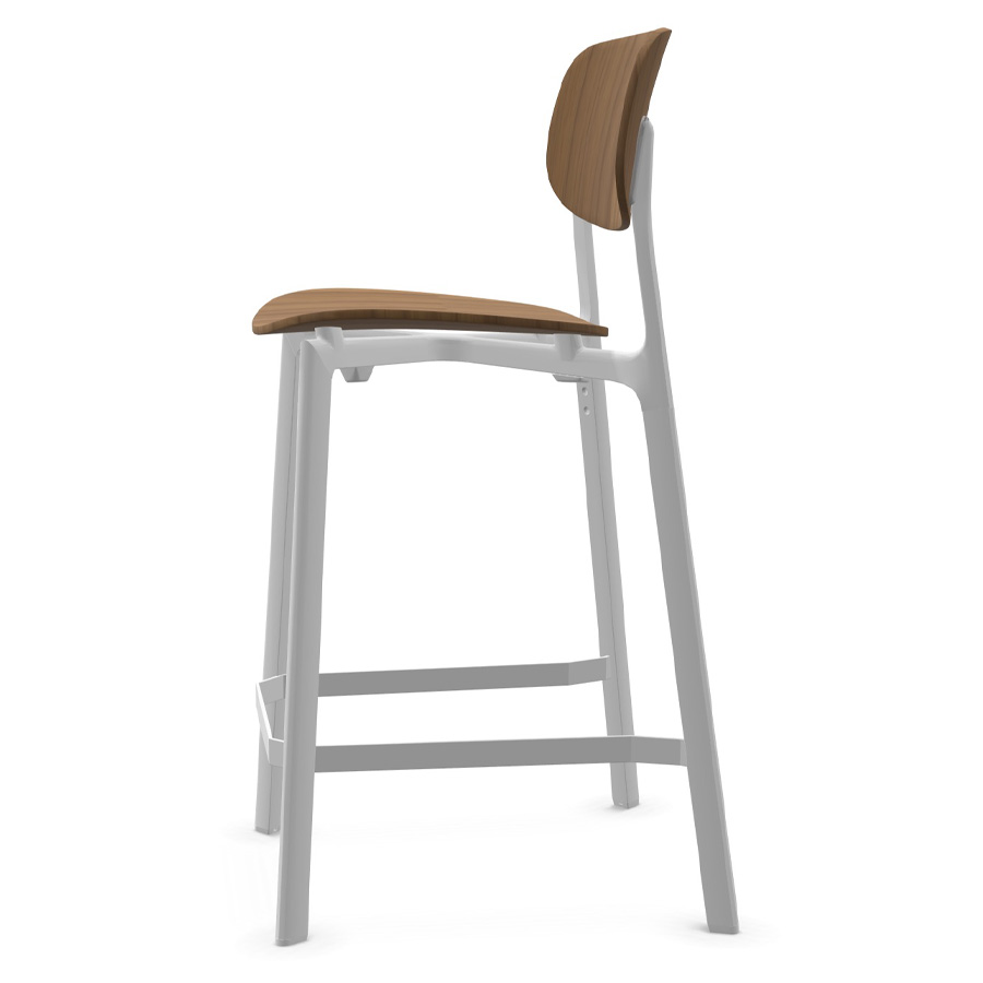 Kristalia COLANDER Barhocker Nussbaum mit weißem Gestell