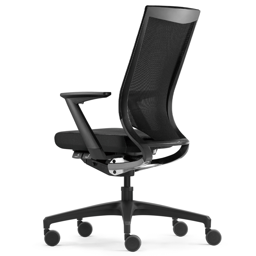 Klöber Duera (due88) Bürodrehstuhl mit Netzrücken - Seitenansicht Z-Armlehnen