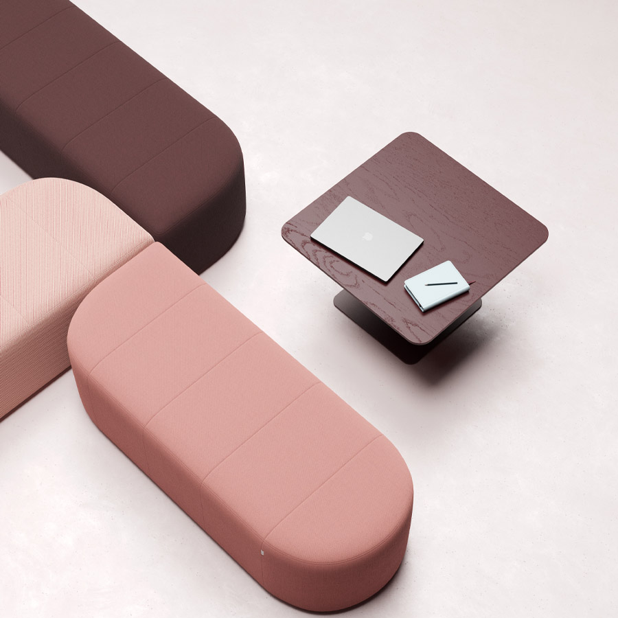 Profim Revo Couchtisch C75 Platte Holzdekor CNA07 burgunderrot Gestell 3005 burgunderrot