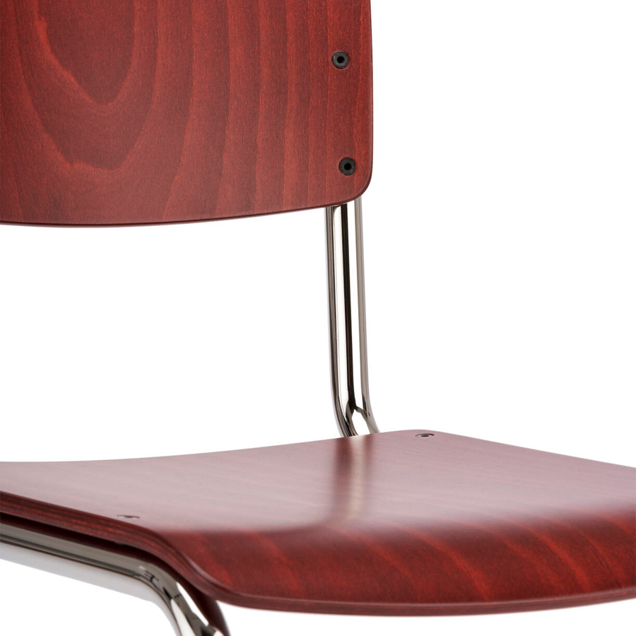 THONET Stahlrohr-Freischwinger S 43 K für Kinder - rubinrot gebeizt - Gestell verchromt - Sitzfläche