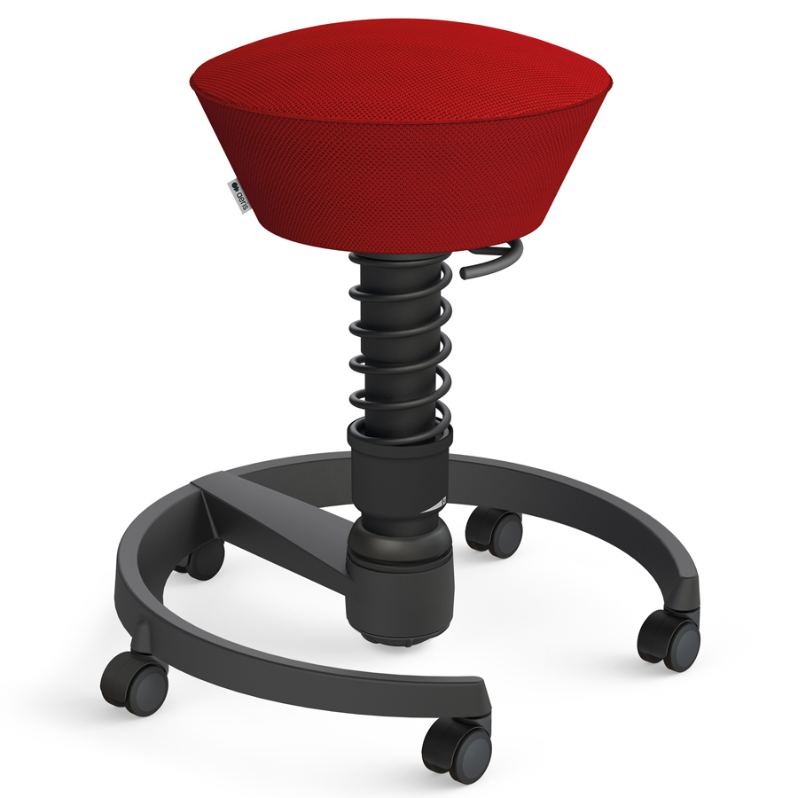 Aeris Swopper Air Mesh-Gewebe Runner rot mit Rollen - Gestell schwarz - Standardfeder