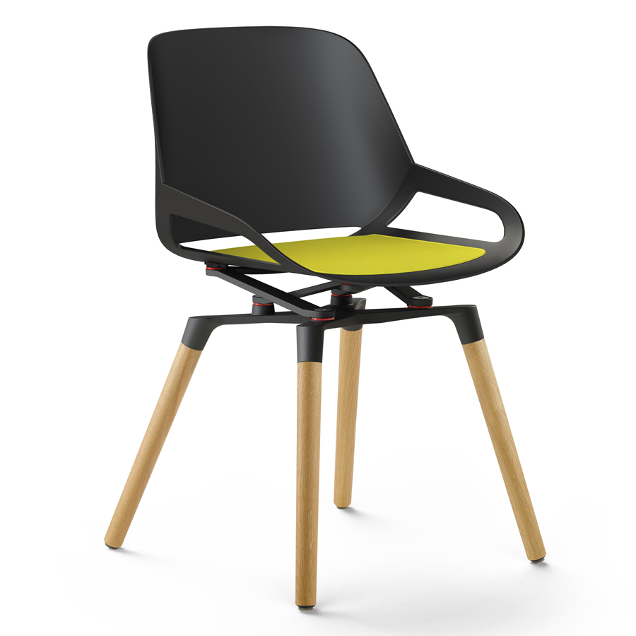 Aeris Numo Holzgestell - Sitzschale u. Kinematik schwarz - Sitzkissen gelb