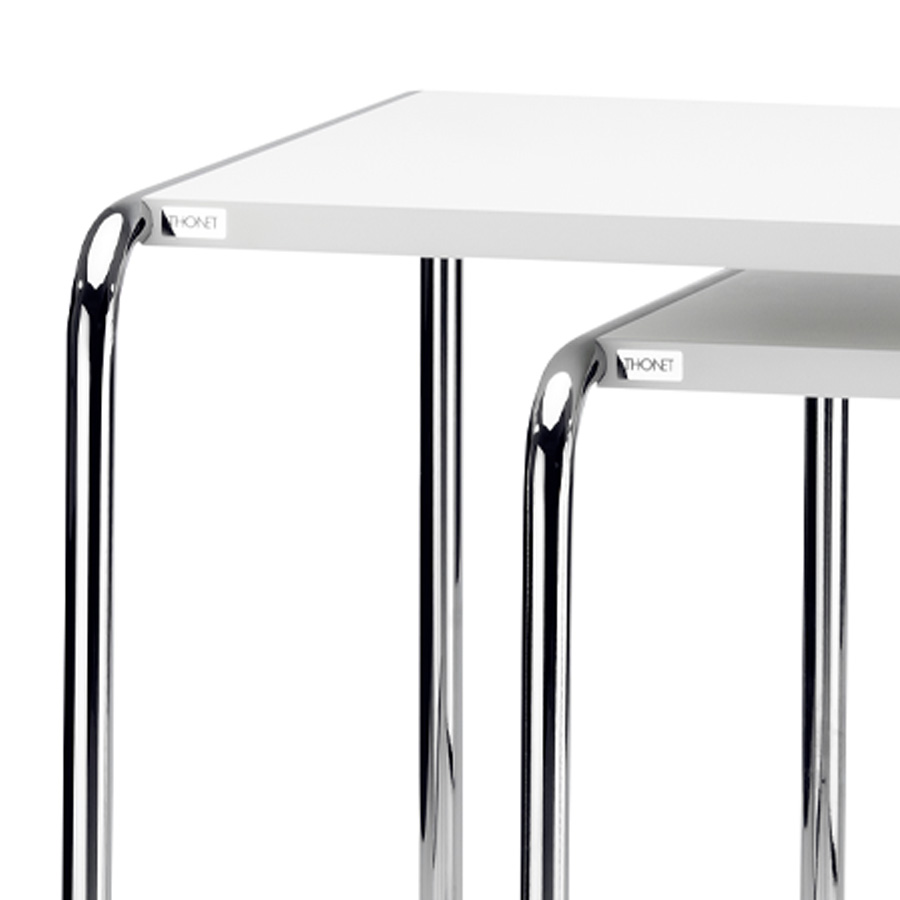 THONET Beistelltische SET B9 a+b weiß - Gestell chrom