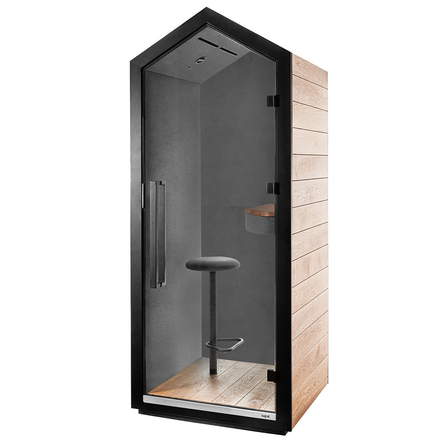 Bejot Treehouse Telefonbox Akustikkabine Wood mit Fenno 004 mit Hocker