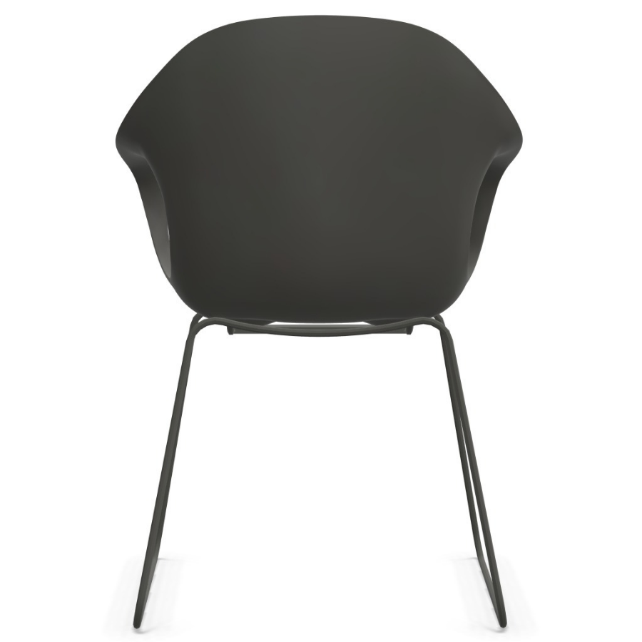 Kristalia ELEPHANT Stuhl grau mit Kufengestell grau - Rückansicht