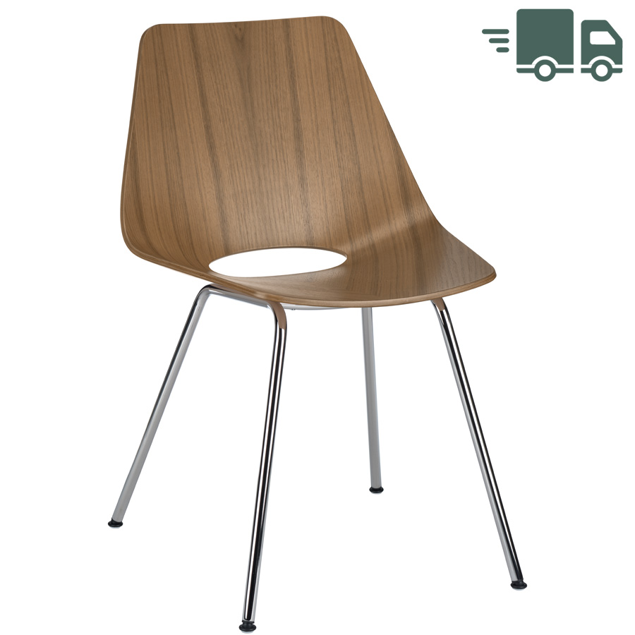 THONET S 661 Stahlrohrstuhl Edelholz Nussbaum - Gestell chrom