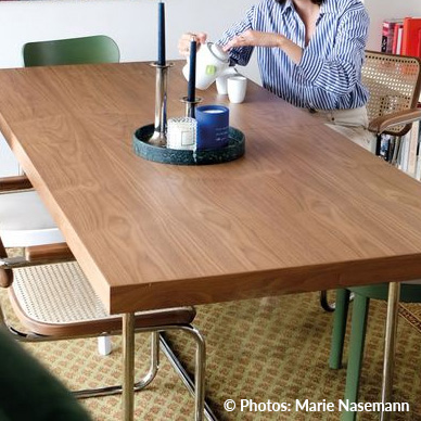 THONET Allrounder-Tisch S1070 Nussbaum Massivholz - Gestell Stahlrohr