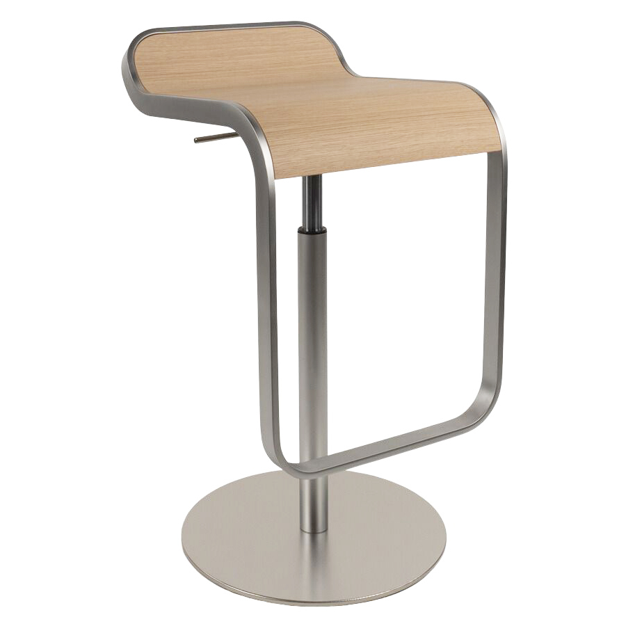 Lapalma LEM Barhocker - Gestell und Gasfeder chrom - Sitz Eiche gebleicht