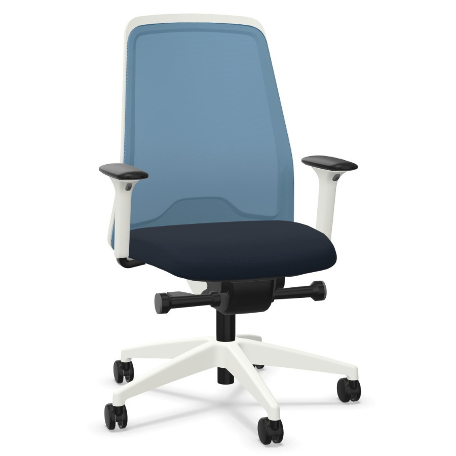 Interstuhl EVERYis1 (EV211) weiß Bürostuhl Netzrücken koblatblau Polster kobaltblau