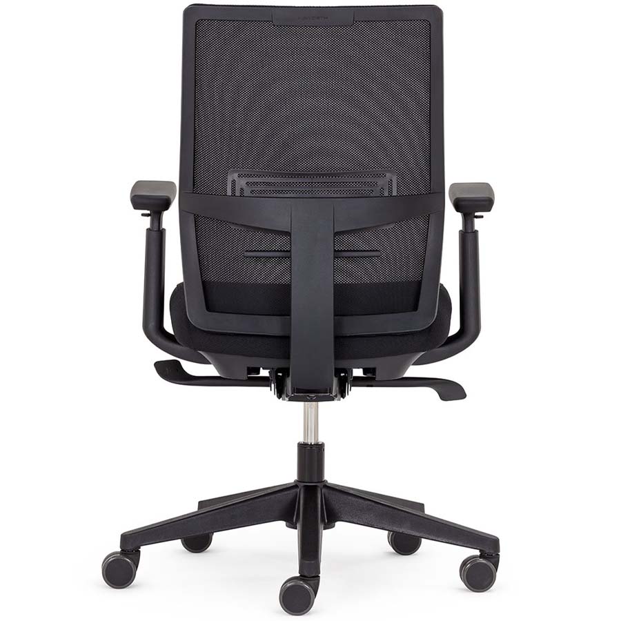 HAWORT Aloha Active Bürodrehstuhl schwarz mit Netzrücken - Rückseite - mit 4D Armlehnen