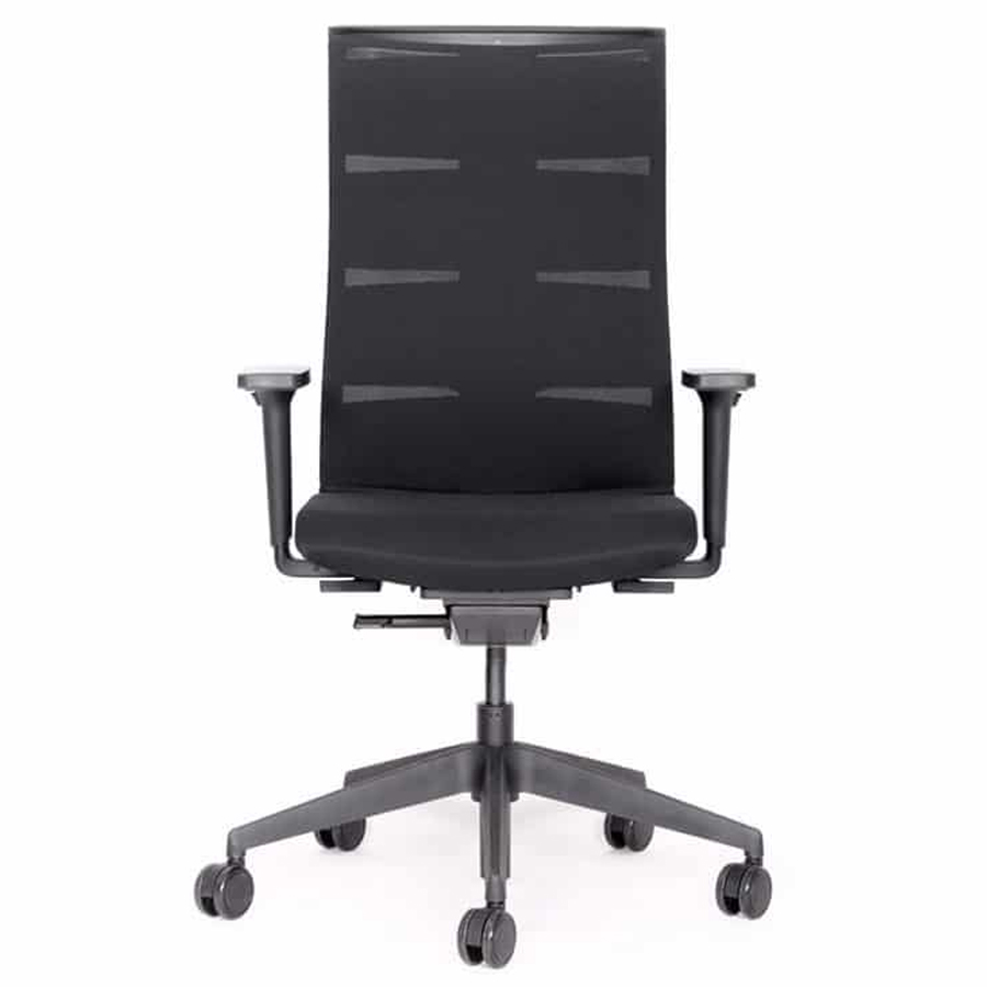 Lento Bürostuhl MT12 hohe Rückenlehne - Fußkreuz Kunststoff schwarz - Front